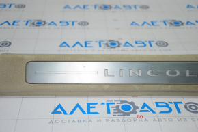 Door sill trim front right Lincoln MKZ 13-16 chrome with backlight beige, scratches