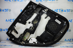 Door trim card rear right Jeep Grand Cherokee WK2 14-16 black with black insert leather, armrest leather, black stitching, molding under black wood gloss, pokes on leather