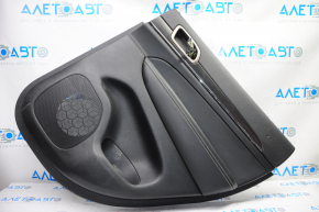 Door trim card rear right Jeep Grand Cherokee WK2 14-17 black with black insert leather, armrest leather, white stitching, molding with chrome, under matt black wood, butts