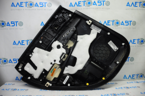 Door trim card rear right Jeep Grand Cherokee WK2 14-17 black with black insert leather, armrest leather, white stitching, molding with chrome, under matt black wood, butts