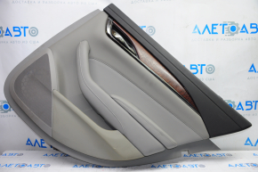 Door trim card rear right Cadillac CTS 14- gray with gray insert leather, armrest leather, molding under the tree brown structure, pokes, scratches