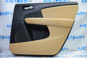 Door trim card rear right Dodge Journey 11-20 black with dark beige insert leather, armrest leather, black stitching, tear