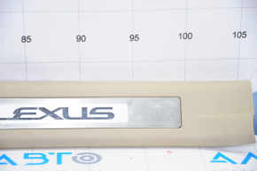 Door sill trim with backlight rear right Lexus RX300 RX330 RX350 RX400h 04-08 beige, scratches