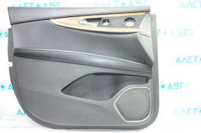 Door trim card front left Lincoln MKX 16-18 black with black insert leather, armrest leather, insert wood gloss, under 2 tweeters, break crepe, scratch on leather