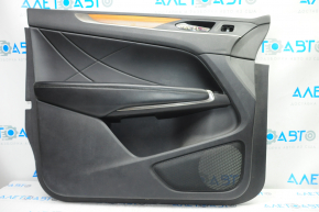Door trim card front left Lincoln MKC 15-19 black with black insert leather, armrest leather, insert wood structure