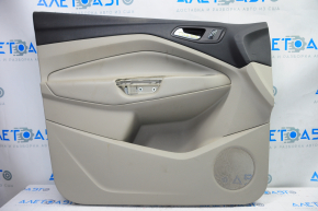Front left door panel for Ford Escape MK3 13-16 pre-restored beige with beige plastic insert, leather armrest