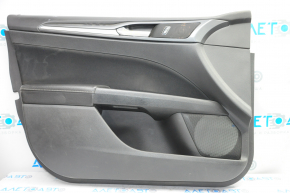 Door trim card front left Ford Fusion mk5 13-14 black with black insert cloth, armrest leather, molding gray gloss, rubbed, for dry cleaning