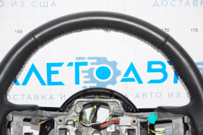 Naked steering wheel Ford Mustang mk6 15-23 leather black, without button covers, white dots