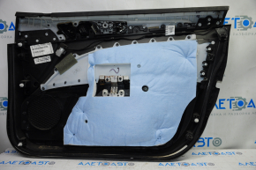 Door trim card front left Ford Fusion mk5 13-16 black with gray insert cloth, armrest leather, molding gray gloss, crack, rubbed, for dry cleaning