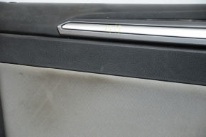 Door trim card front left Ford Fusion mk5 13-16 black with gray insert cloth, armrest leather, molding gray gloss, crack, rubbed, for dry cleaning