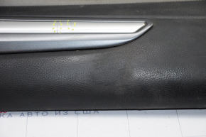 Door trim card front left Ford Fusion mk5 13-16 black with gray insert cloth, armrest leather, molding gray gloss, crack, rubbed, for dry cleaning