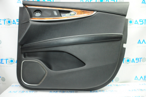 Door trim card front right Lincoln MKX 16- black with black insert leather, armrest leather, insert wood gloss, under 2 tweeters, break fastener