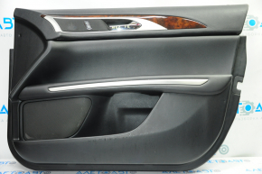 Door trim card front right Lincoln MKZ 13-15 black leather, armrest leather, insert wood gloss