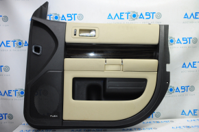 Door trim card front right Ford Flex 13-19 rest, black with beige insert rubber, armrest rubber, insert under wood gloss, bumps, scratch