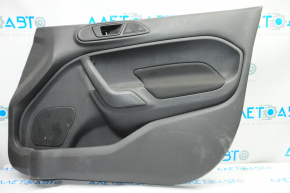 Door trim card front right Ford Fiesta 11-19 black with black insert plastic, armrest cloth, scratches