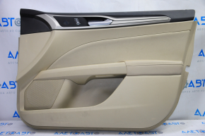 Door trim card front right Ford Fusion mk5 13-14 beige with beige insert cloth, armrest leather, molding gray structure