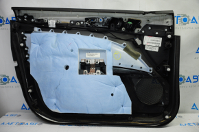 Door trim card front right Ford Fusion mk5 13-20 black with black insert cloth, armrest leather, molding gray gloss