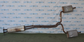 Exhaust line muffler assembly with barrels left right Ford Explorer 16-19 3.7 rusty, dents