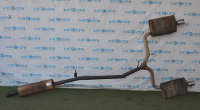Exhaust line muffler assembly with barrels left right Ford Explorer 11-15 3.5 rusty, dents