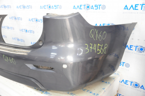 Bare rear bumper Infiniti JX35 QX60 13-15 pre-rest for parking sensors, graphite, pressed, tear