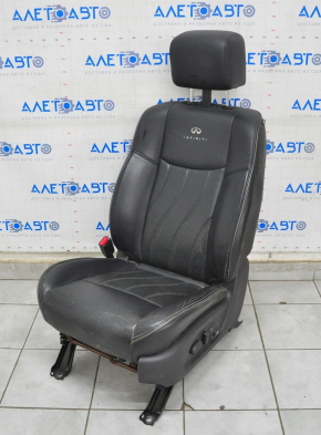 Driver's seat Infiniti JX35 QX60 13-15 with airbag, electric, headrest with monitor, leather black, worn, rusty