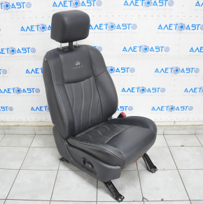 Passenger seat Infiniti JX35 QX60 13-15 with airbag, electric, headrest with monitor, leather black, worn, rusty
