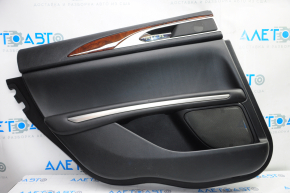 Door trim card rear left Lincoln MKZ 13-20 black leather, armrest leather, insert wood gloss