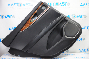 Door trim card rear left Lincoln MKX 16-18 black with black insert leather, armrest leather, insert wood gloss, under the tweeter, break fastening