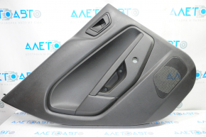 Door trim card rear left Ford Fiesta 11-19 black with black insert plastic, armrest plastic, under fur window lift, scratches