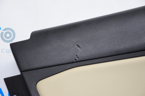Door trim card rear left Ford Edge 15-18 black with beige insert leather, armrest leather, handle molding gray, tear, bumps, scratches