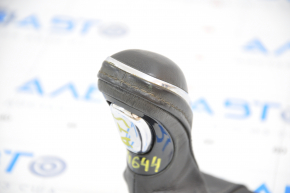 Gear knob Cadillac ATS 13-19 leather black, leather tears, chrome defect