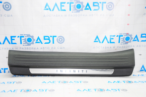 Door sill trim front right Infiniti QX50 19-20 black with chrome, broken fastener