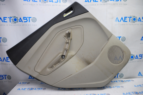 Door trim card rear left Ford Escape MK3 13-19 pre-rest beige with beige insert plastic, armrest leather, without handle cover, for dry cleaning