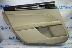 Door trim card rear left Ford Fusion mk5 13-16 beige with beige insert leather, armrest leather, molding under wood gloss, butts