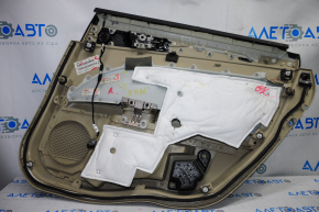Door trim card rear left Ford Fusion mk5 13-16 beige with beige insert leather, armrest leather, molding under wood gloss, butts