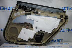Door trim card rear left Ford Fusion mk5 13-16 beige with beige insert cloth, armrest leather, molding gray structure, for dry cleaning