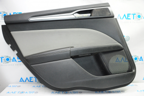 Door trim card rear left Ford Fusion mk5 13-16 black with gray insert cloth, armrest leather, molding gray gloss, scratches, for dry cleaning
