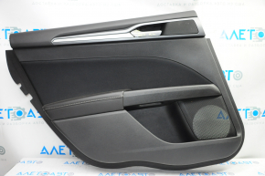 Door trim card rear left Ford Fusion mk5 13-16 black with black insert cloth, armrest leather, molding gray gloss, butts