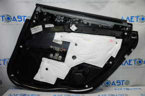 Door trim card rear left Ford Fusion mk5 13-16 black with black insert cloth, armrest leather, molding gray gloss, butts