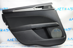 Door trim card rear left Ford Fusion mk5 17-20 black with black insert cloth, armrest leather, molding gray structure, scratches