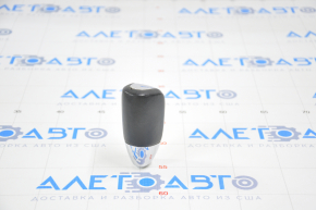 Gear knob Dodge Journey 11-20 leather black, scratches on chrome, scuffs and tear in leather