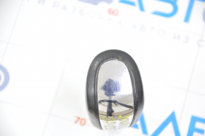 Gear knob Dodge Journey 11-20 leather black, scratches on chrome, scuffs and tear in leather
