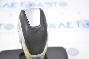 Gear shift knob with shifter cover Ford Transit Connect MK2 13-23 leather black, worn and scratched on leather, broken mount