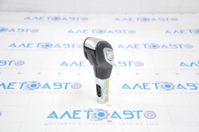 Gear knob Ford Ecosport 18-22 leather black with button, scratches on leather, chrome defect