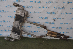 Rear muffler with barrels for a Chevrolet Camaro 16-3.6 with cut catalytic converters