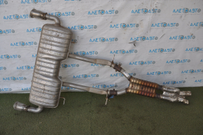 Rear muffler with barrels for a Chevrolet Camaro 16-3.6 with cut catalytic converters