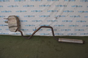 Muffler rear part with barrel Chevrolet Malibu 13-14 hybrid for 1 pipe, rusty, sawed off studs, dented