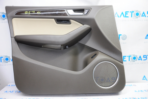 Door trim card front left Audi Q5 8R 09-17 dark beige with beige insert leather, armrest leather, molding under wood gloss, under seat memory, Premium Plus, Bang and Olufsen
