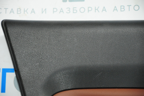 Door trim card front left Fiat 500L 14- black with brown insert leather, peeled leather, scratches