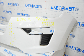 Front bumper upper part Ford Explorer 18-19 rest, white, pressed, scratches, breakage of fastener